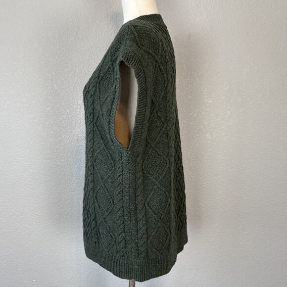 Madewell Womens Cable Knit V-Neck Sweater Vest Size XS Forest Green Wool Blend - Picture 4 of 9